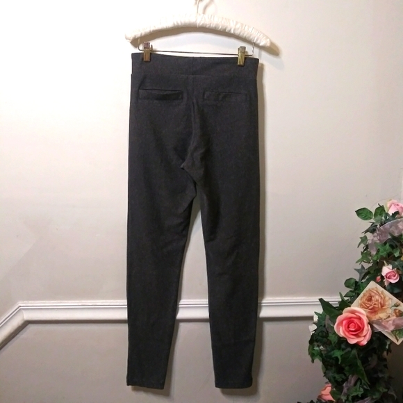 HUE Charcoal Colored Faux Denim Seamed Leg, Split Ankle Leggings - Picture 5 of 10